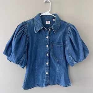 Levi's Indigo Puff Sleeve Denim Shirt, size S